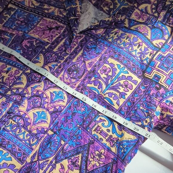 Marie Oliver Top Womens Medium Multicolor Jolene Blouse in Violet Tile Linen - Picture 9 of 10